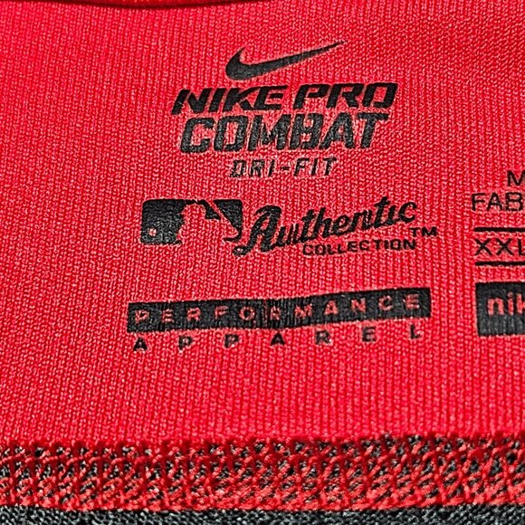 Nike Pro Combat Dri Fit Long Sleeve Shirt Mens Size XXL Red Black Athletic Wear - Picture 6 of 7